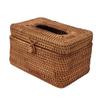Rectangular Rattan Tissue Box Cover Rattan Woven Tissue Box Holder for Bathroom Organizer Countertop Bedroom Living
