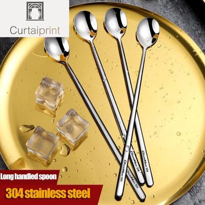 Cucchiaio da caffè in acciaio inossidabile 304 con manico lungo, gelato, dessert, tè, cucchiaio per mescolare, per picnic, accessori da cucina, strumenti da bar