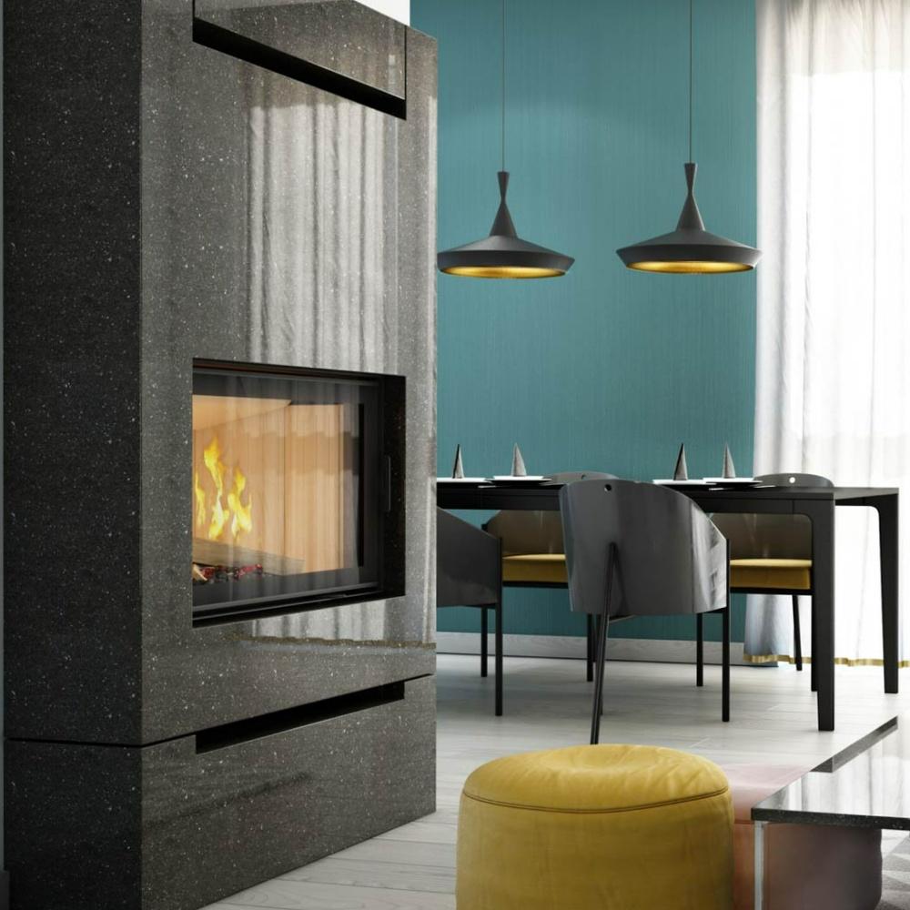 Steel fireplace KRATKI NADIA 12 kW Ø 200 black thermotec