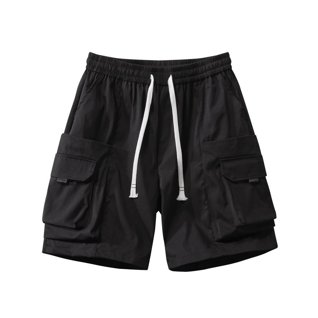 Summer Men's Cropped Pants With Multiple Pockets, Loose Fit Sports And Casual Pants, Men's Workwear Shorts