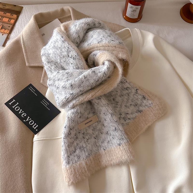 Beige Scarf Autumn and Winter Women's Plush Atmosphere Shawl with Dual-purpose Warm Neck Protection