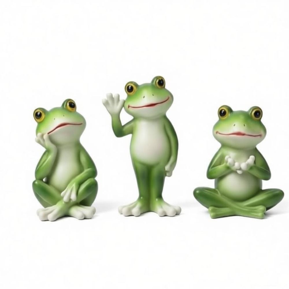 Creative Craft Cartoon Frog Figurine Resin Material Frog Garden Decor Courtyard Gardening