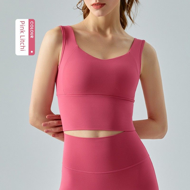 Lu Same Sports Vest Female Outwear Semi-Fixed Cup Running Workout Bra Pilates Training Wear Yoga Vest