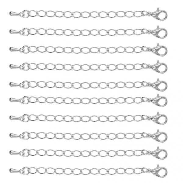 

10 удлинителей для ожерелья-цепочки, DIY ювелирных изделий, 75 мм, серебро