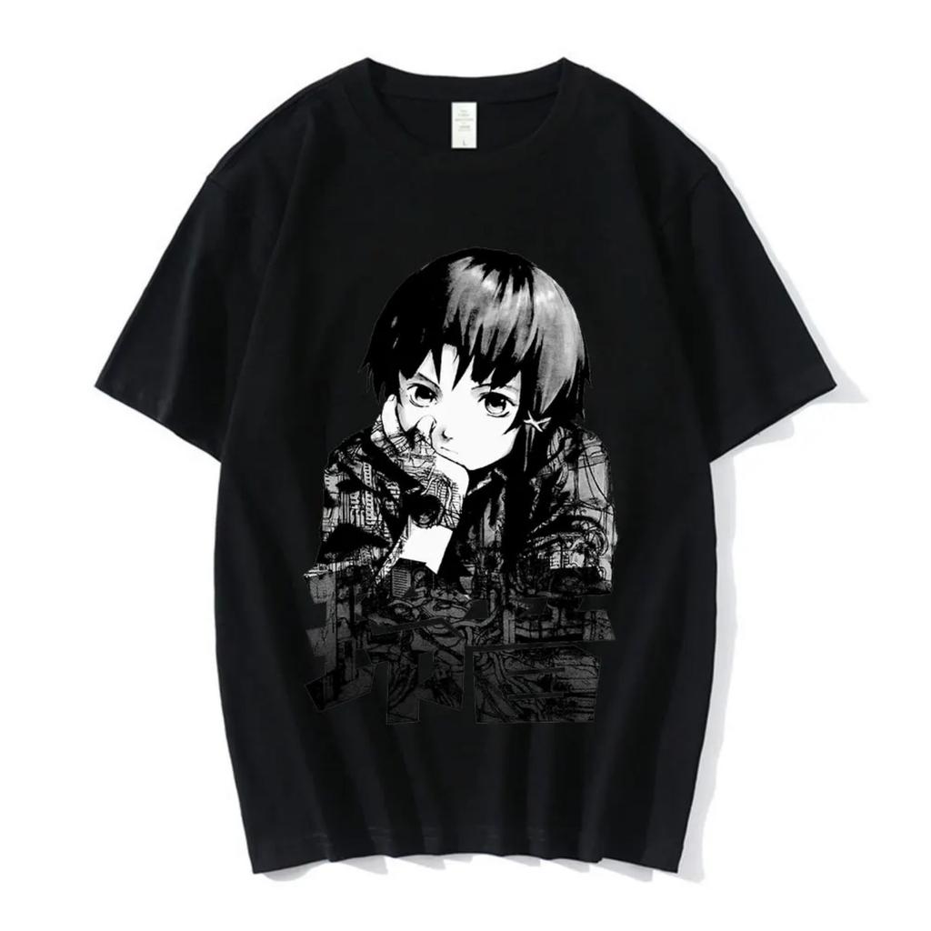 Anime Series Experimental Lain Ladies T-shirt 3D Graphics Iwakura Manga Sci-fi Printing Round Neck Women's Short Sleeve