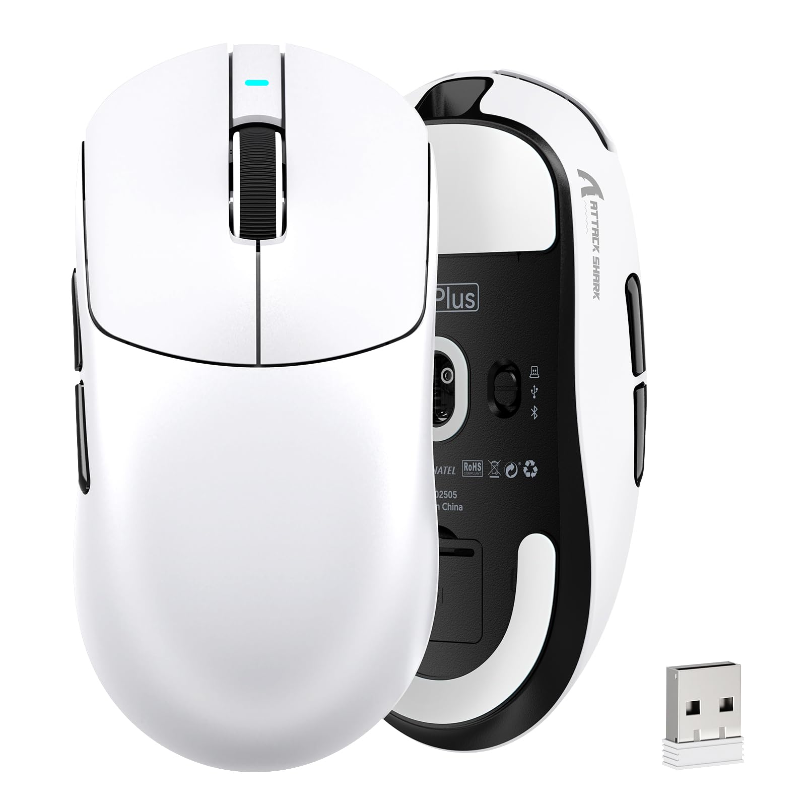 

ATTACK SHARK X8PLUS Wireless Gaming 40K Lightweight 1K Polling Low 6 Programmable 200 Hours of Continuous Approval White Mouse, Sensor, 55g, Rate, білий