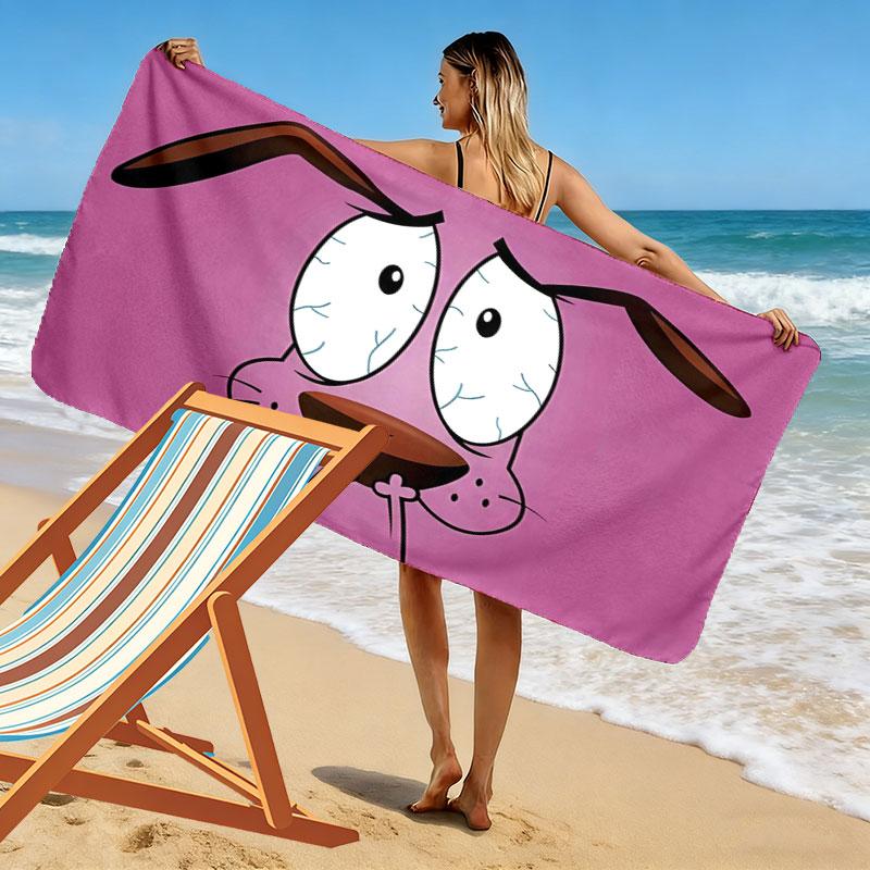 Courage the Cowardly Dog Print Beach Towel, Large Soft Quick Dry Towel for Beach Camping Swimming