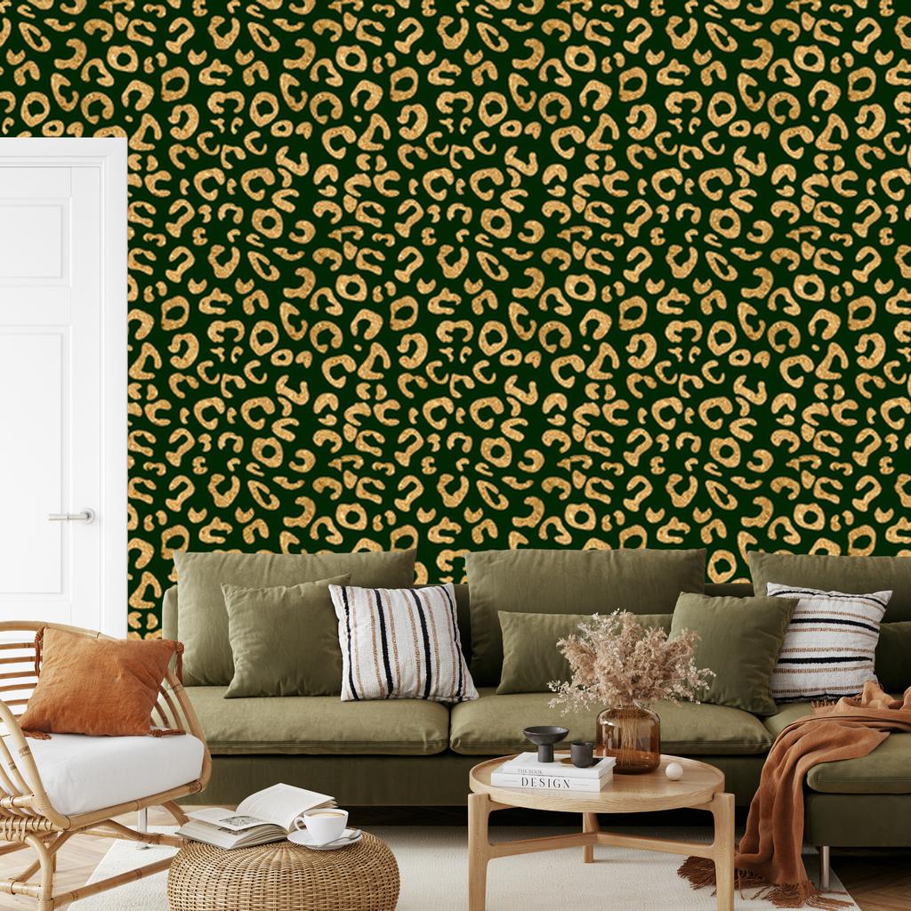 Bottle Green Leather Wallpaper, 50x1000
