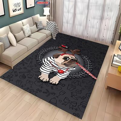 Tier-Thema Niedlicher Hund Großer Bereich Teppich für Zuhause Wohnzimmer Kinderzimmer Sofa Fußmatte Küchenboden Teppich Rutschfeste Dekormatte