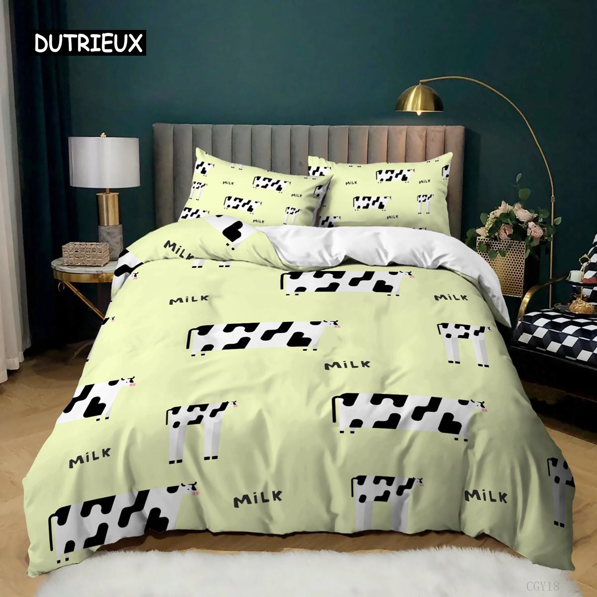 

Cow Bed Cover Package King Size Size Milk Cows Animal Bed Linen Package Gentle Microfiber Fabric Blue Sky and White Clouds Balloon Farm Theme Quilt EU single(135x200cm)