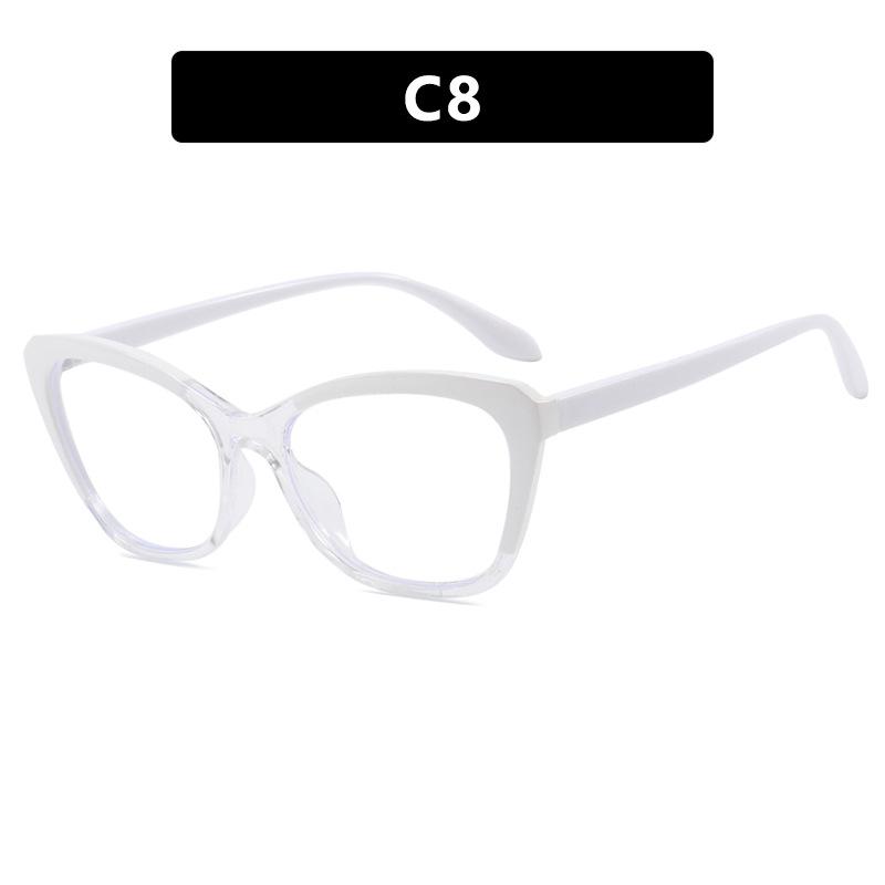 Cat's eye small frame flat mirror color matching new contrasting color personality plain simple glasses frame ins Internet celebrity glasses
