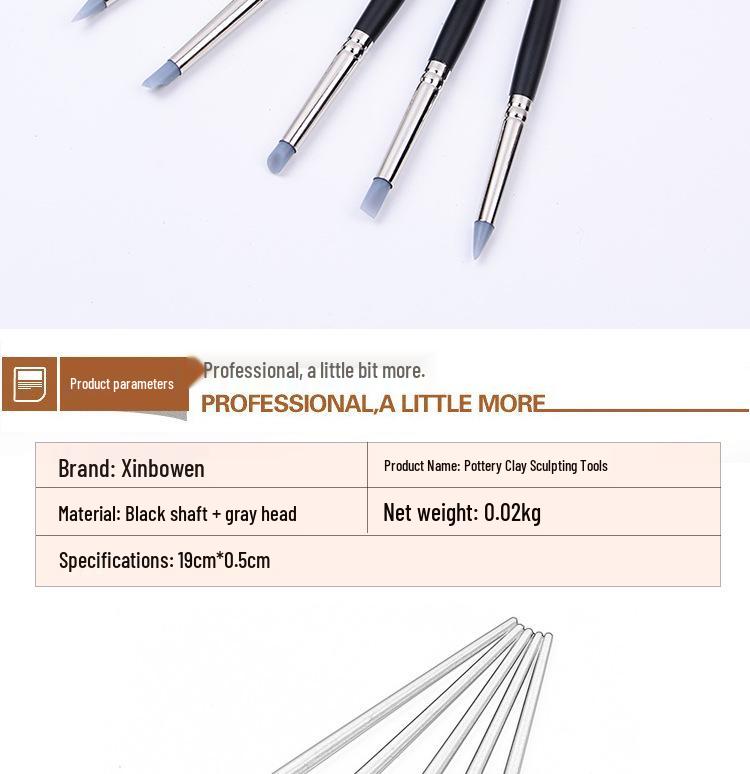 5-Piece Silicone Clay Tool Set: Soft Tip Brush & Fingerprint Remover