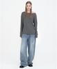 MILLO WOMEN Cutout Patch Wide Jeans [Mid Blue]