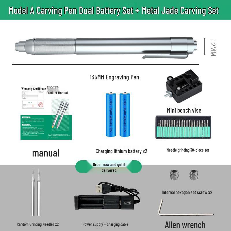 Rechargeable Electric Engraving Pen for Metal, Jade, and Nut Micro-Carving, Marking, and Seal Cutting.