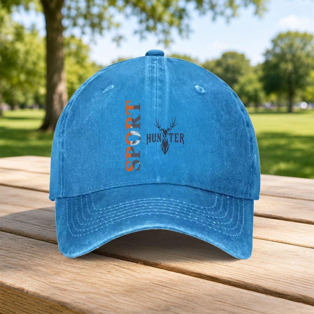 Classic Hunter Deer Head Baseball Cap Unisex Vintage Hook Loop Washed Cap for Unisex Women