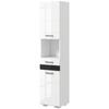 Bathroom Column in MDF with Open Shelf, Drawer and Closed Cupboard, 37x32.5x170 cm, White