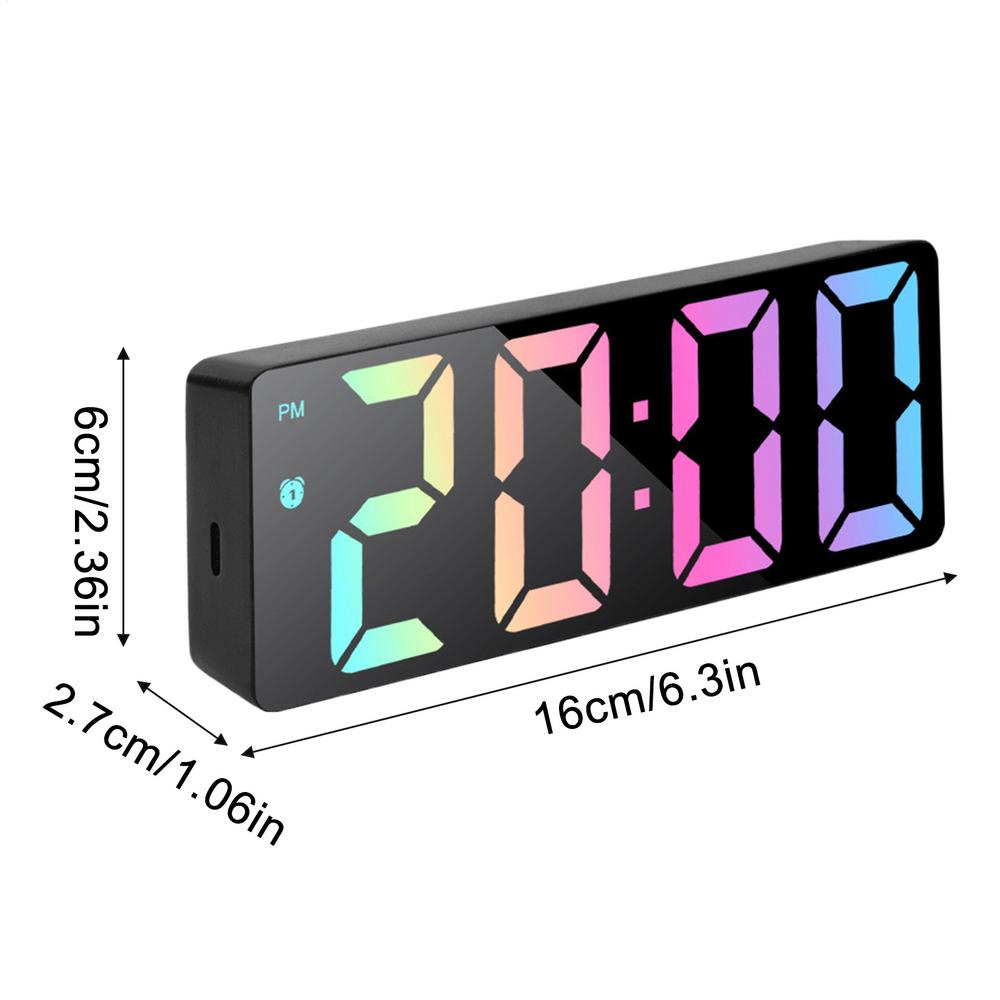 Desk Mirror Clock Table Ornaments Luminous Large Display Mirrored Desk Alarm Clocks W/Date and Temperature Digital Alarm Clock