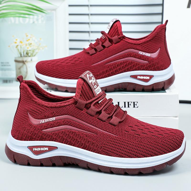Jinshiyuanshu Shoes women's casual shoes processing custom women's shoes versatile middle-aged and elderly mother shoes flying woven breathable single