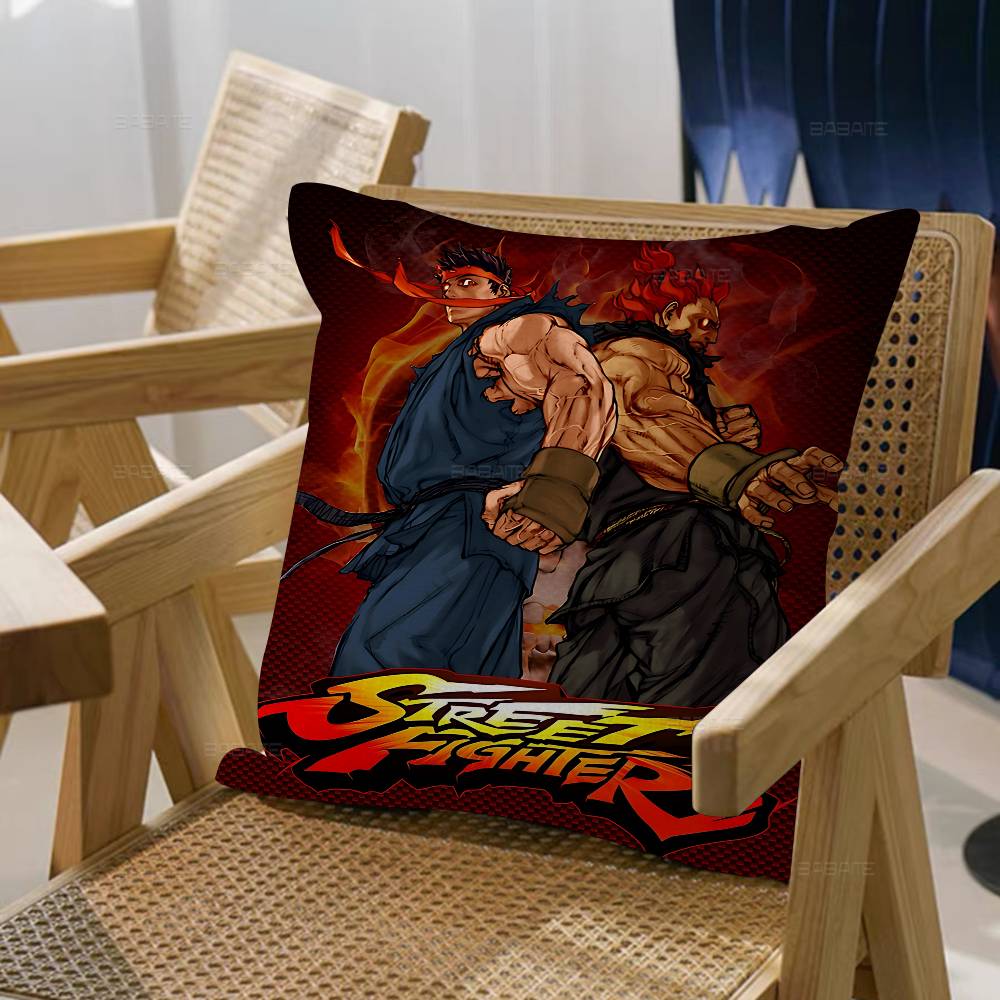 

Game S-STREET F-FIGHTER Pillow Cover For Bedroom Room And Living Room Sofa Decorative Cushion Cover 12x12Inch
