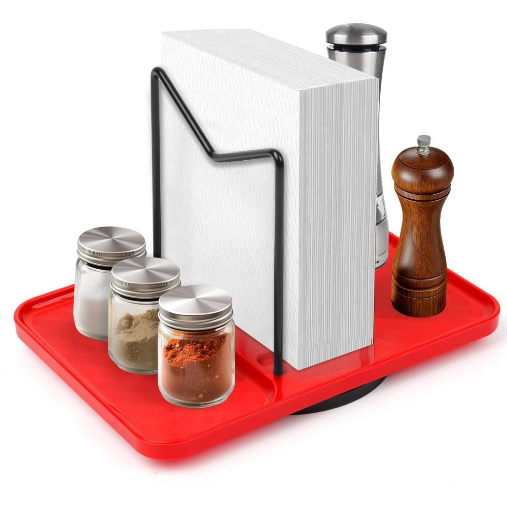 360° Rotating Paper Towel Dispenser Tray Base Standing Napkin Dispenser Dining Table красный