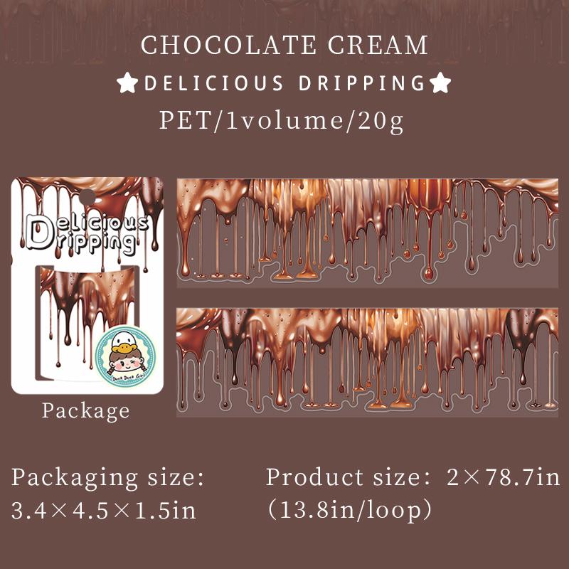 200cm/ Roll PET Washi Tapes Jam Chocolate Sauce Dripping Pattern Hand Scene Creative DIY Cup Photo Frame Photo Decoration Tape