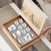 Suet Jade White Porcelain Kung Fu Tea Set Splendid Mountains and Rivers Cover Bowl Teacup Travel Tea Set Household Commemorative Souvenir