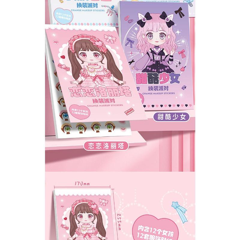 Cute Princess Dress Up Sticker Book Cartoon Girls Kids Educational Activity Book