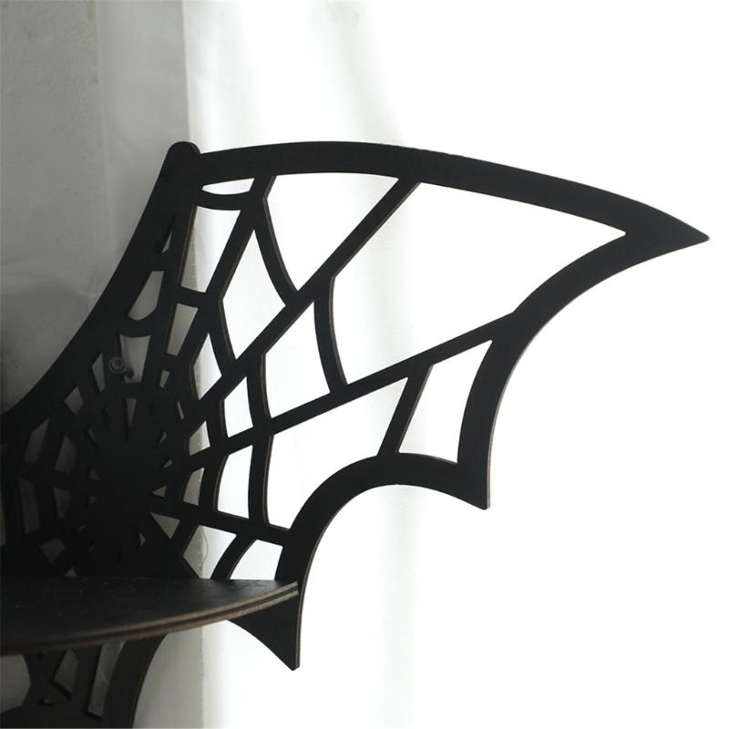 Unique Wood Carves Spiderweb Shelving Unit Wood Wall Floating Shelf for Halloween Festival Decoration Storage Rack