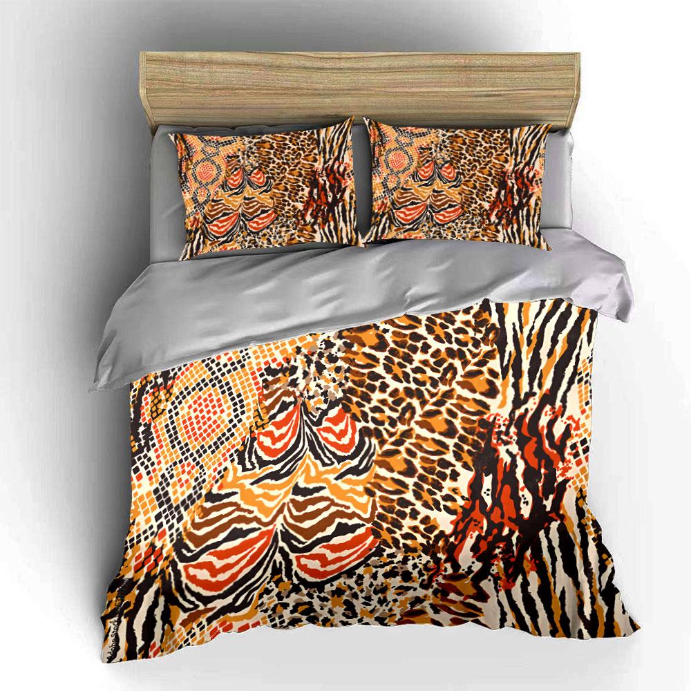 Leopard and Zebra Animal Print Bedding Duvet Cover Set Duvet Cover Pillowcases (1*Duvet Cover 2*Pillowcases, without duvet insert)