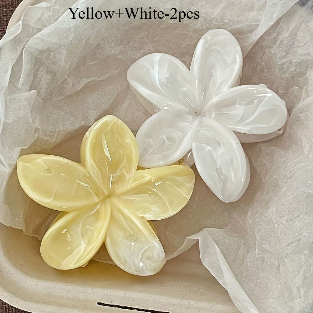 1/2pcs Yellow Egg Flower Hair Claw Clip Secure Grip Transparent Gradient Design Durable Plastic Hair Accessories for Women