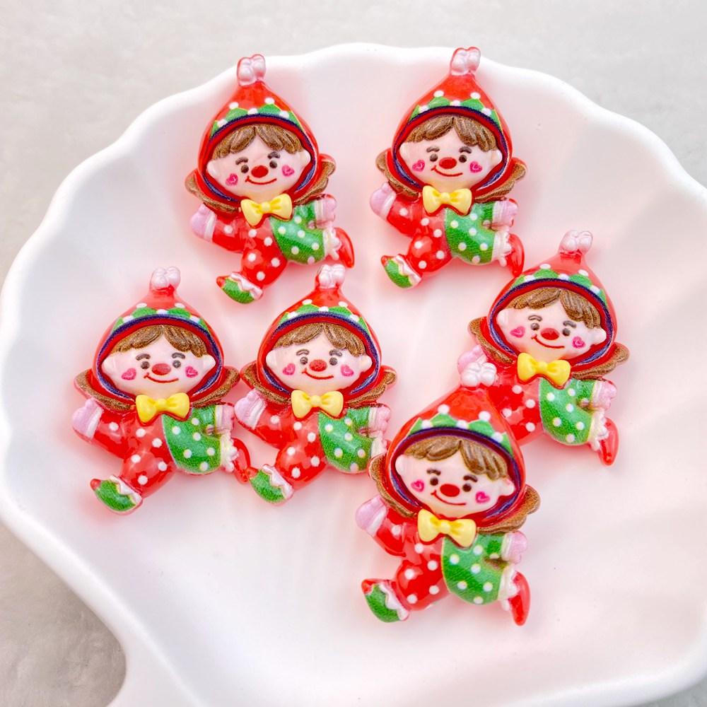 10 Pcs New Cute Bright Cartoon Circus Joker Series Resin Clip Book DIY Jewelry Hairpin Headrope Decoration Craft