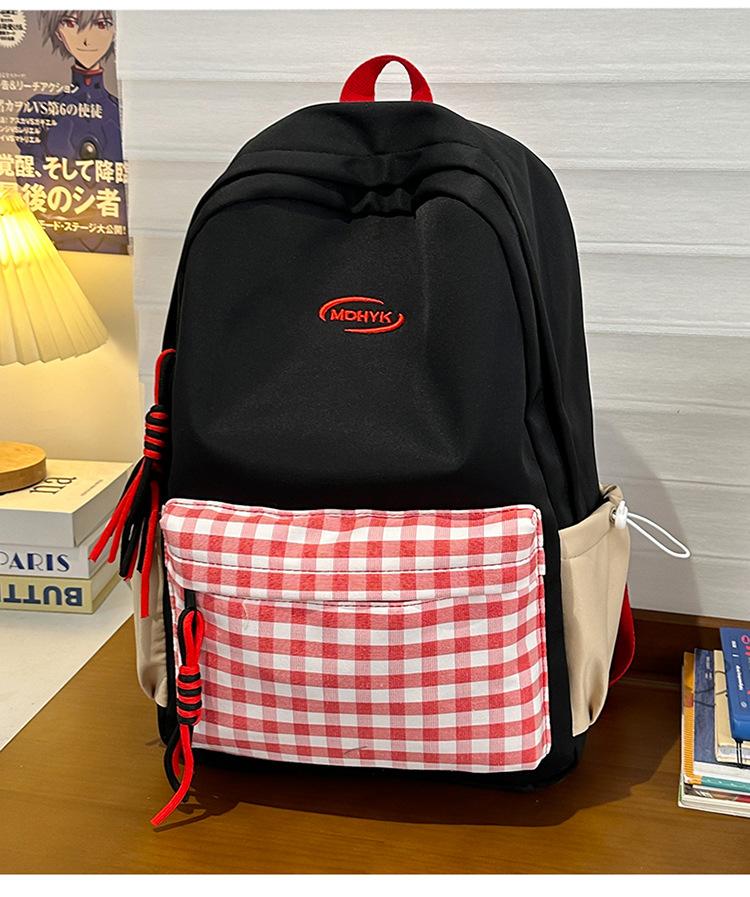 School Bag New Contrasting Color Backpack Versatile College Student Cute Fresh School Bag Light Casual Large Capacity Backpack