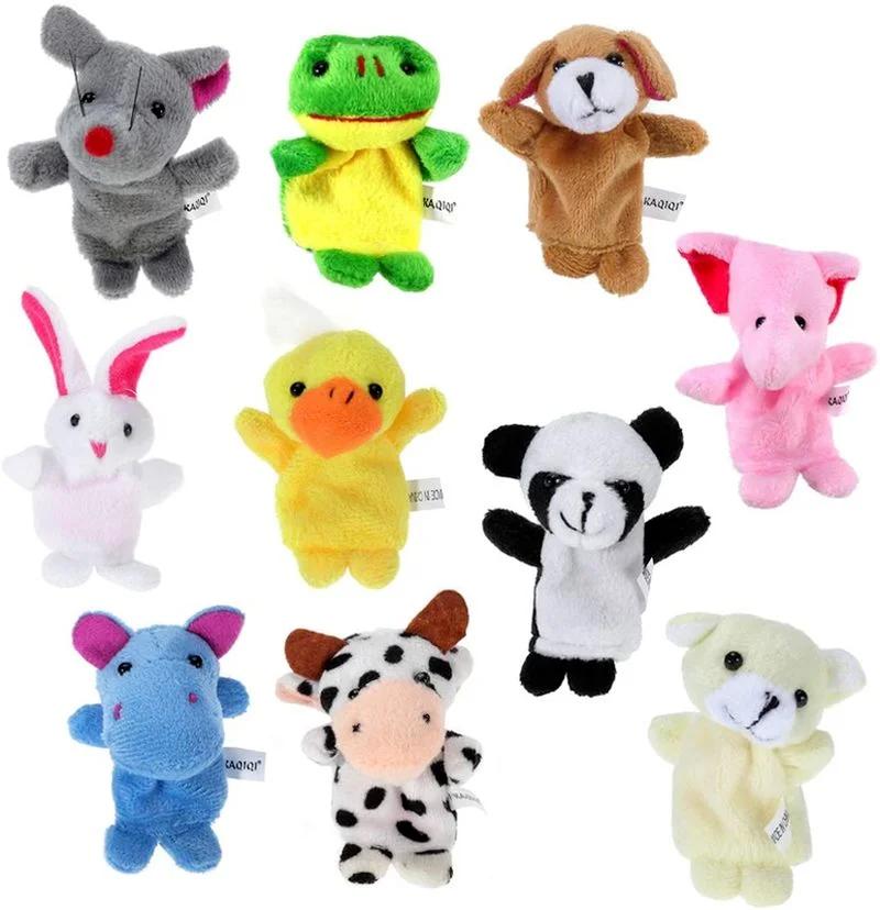 10pcs/set Cute Finger Puppets Baby Mini Plush Toys Kids Educational Finger Toy Cartoon Animals Plush Doll Children Figures Gifts