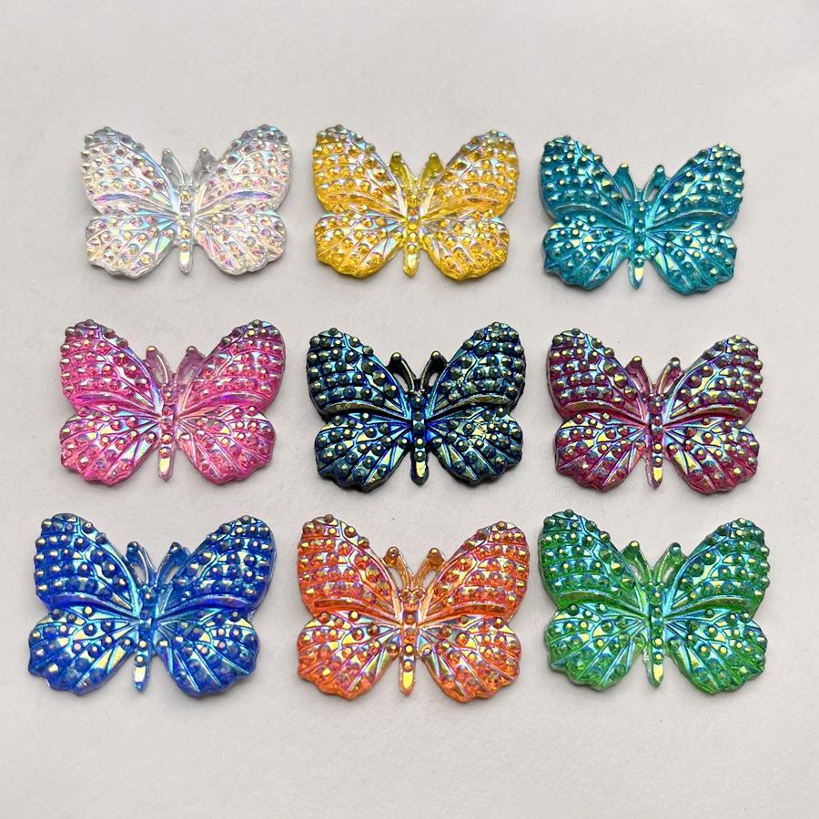 New 30*23mm  AB color Resin Butterfly Rhinestone diy hair accessories Flat back Scrapbook Flat back wedding decoration 10pcs/lot