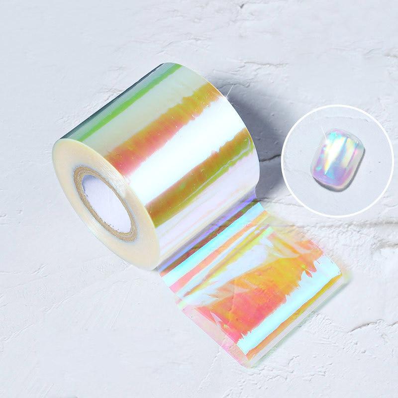 1PC 5*20cm Nail Art Aurora Ice Cube Cellophane Large Colorful Transfer Paper Laser Jewelry Candy Paper Diy5 Color Sticker