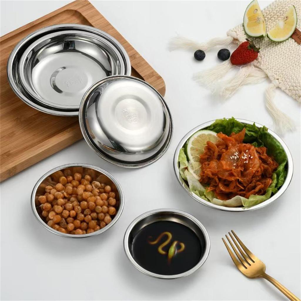 4 szt. Stal Nierdzewna Talerze Obiadowe Małe Miseczki na Sos Tacę Serwingową na Przyprawy Płaski Talerz Naczynia Serwingowe Łatwe w Użyciu