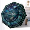 Marine Life Glass Pattern Umbrella, Portable and Foldable Design, 8 Ribs, a Casual Accessory for Halloween, Christmas, and Birthday Gifts.