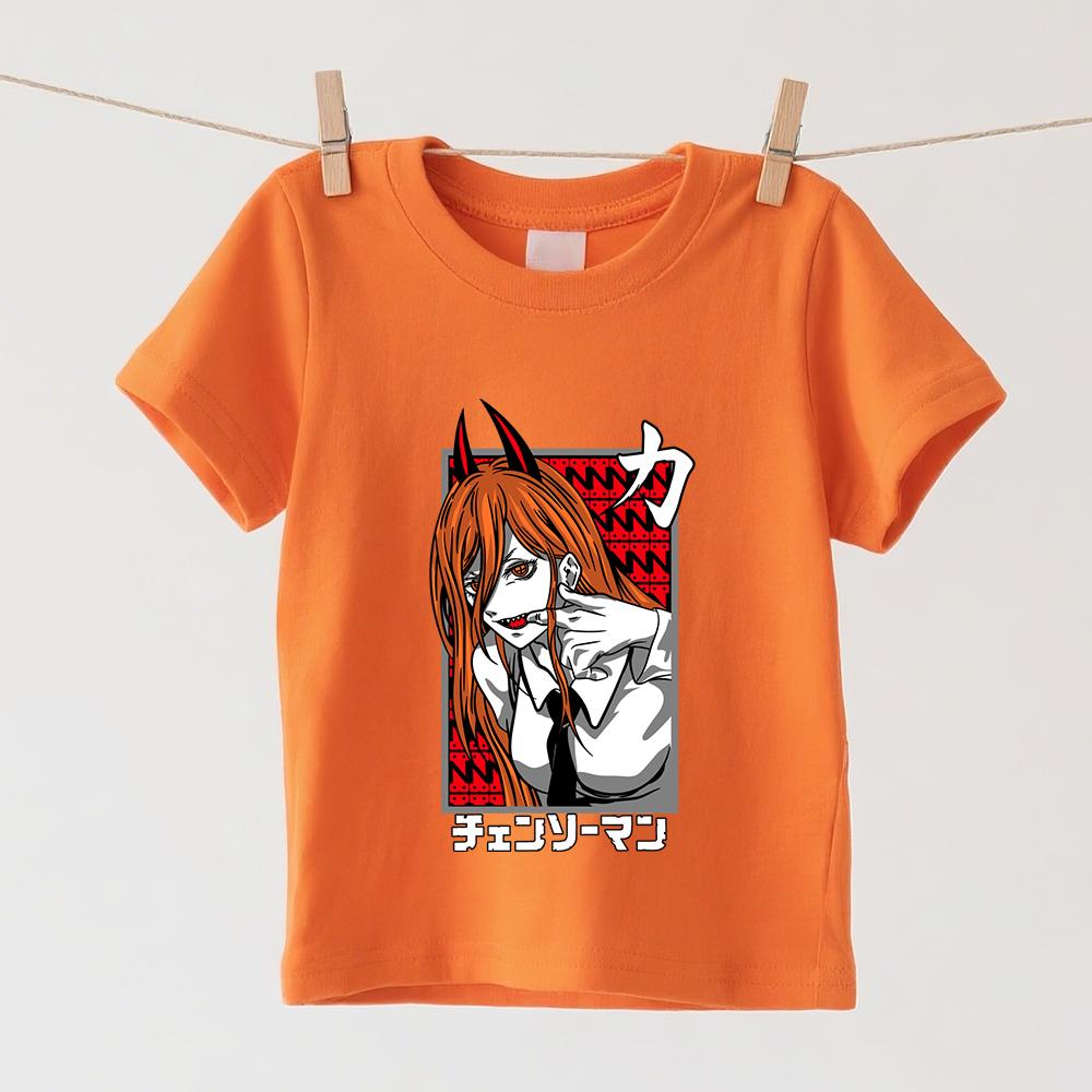 Chainsaw Man Power Anime Print Cotton Kids Tee Boys Girls Casual Short Sleeve Top Soft Children T Shirt Summer