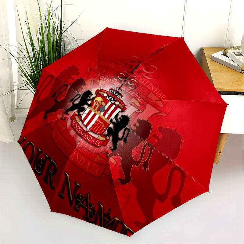 1 PC Automatic Folding Umbrella - Sunderland A.F Custom Name Pattern, Portable & Foldable Design with 8 Ribs, Christmas Birthday Gifts