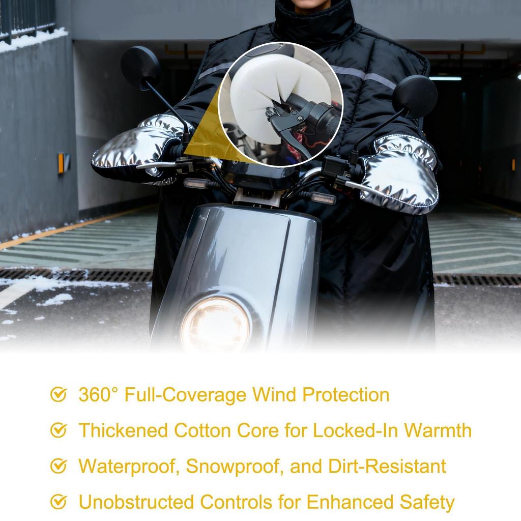 Motorcycle Handlebar Muffs Windproof Cotton Grip 360 Degree Coverage Motorcycle Winter Gloves For Riding Outdoor Biker Men Women