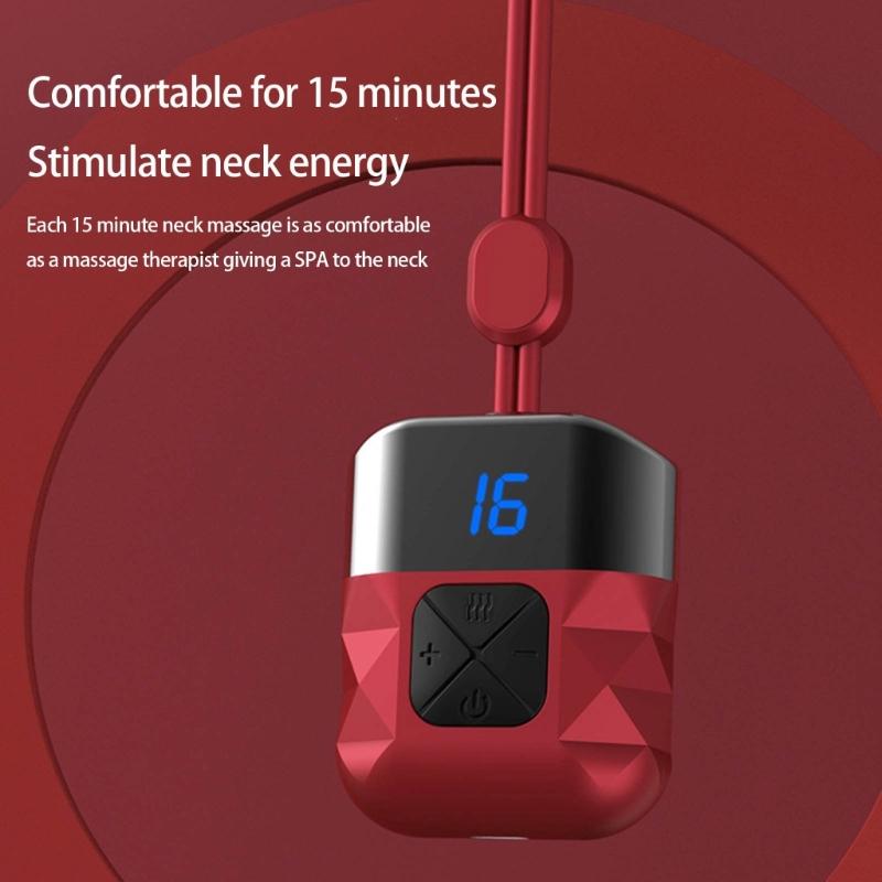 Neck Massagers with Heat,Electric Pulse Neck Massagers for Pains Relief,Mini Hanging Massage Device for Women Men Gift