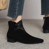 Fashion 2025 High Quality Ladies Shoes Ankle Women's Boots Classics Modern Boots Women Pointed Toe Med Heel Back Zip Shoes Women Zapatos