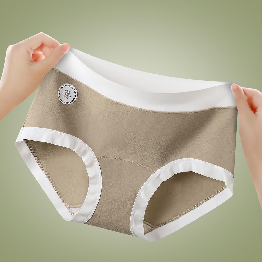 A-Grade Antibacterial Pure Cotton Women's Mid-Waist Briefs - Bare Feel & Extended Crotch