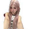 Korean Style Pink Y2K Wig: Long, Straight, Layered, Fashionable & Natural Look for Women