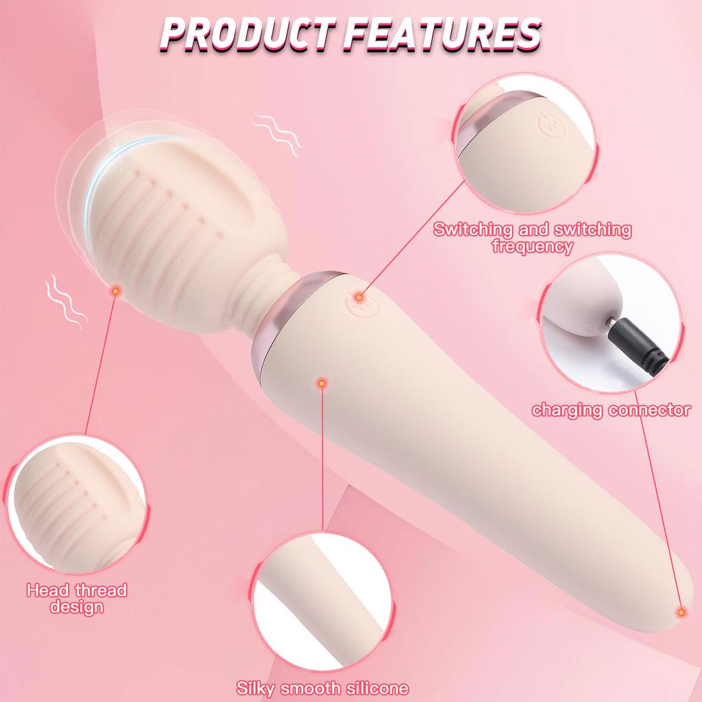 1pc Magic Wand Powerful Silent Vibrator 10 Speeds Powerful Magic Wand Sex Toys for Women Female Vibrator Clitoris Stimulator Sil