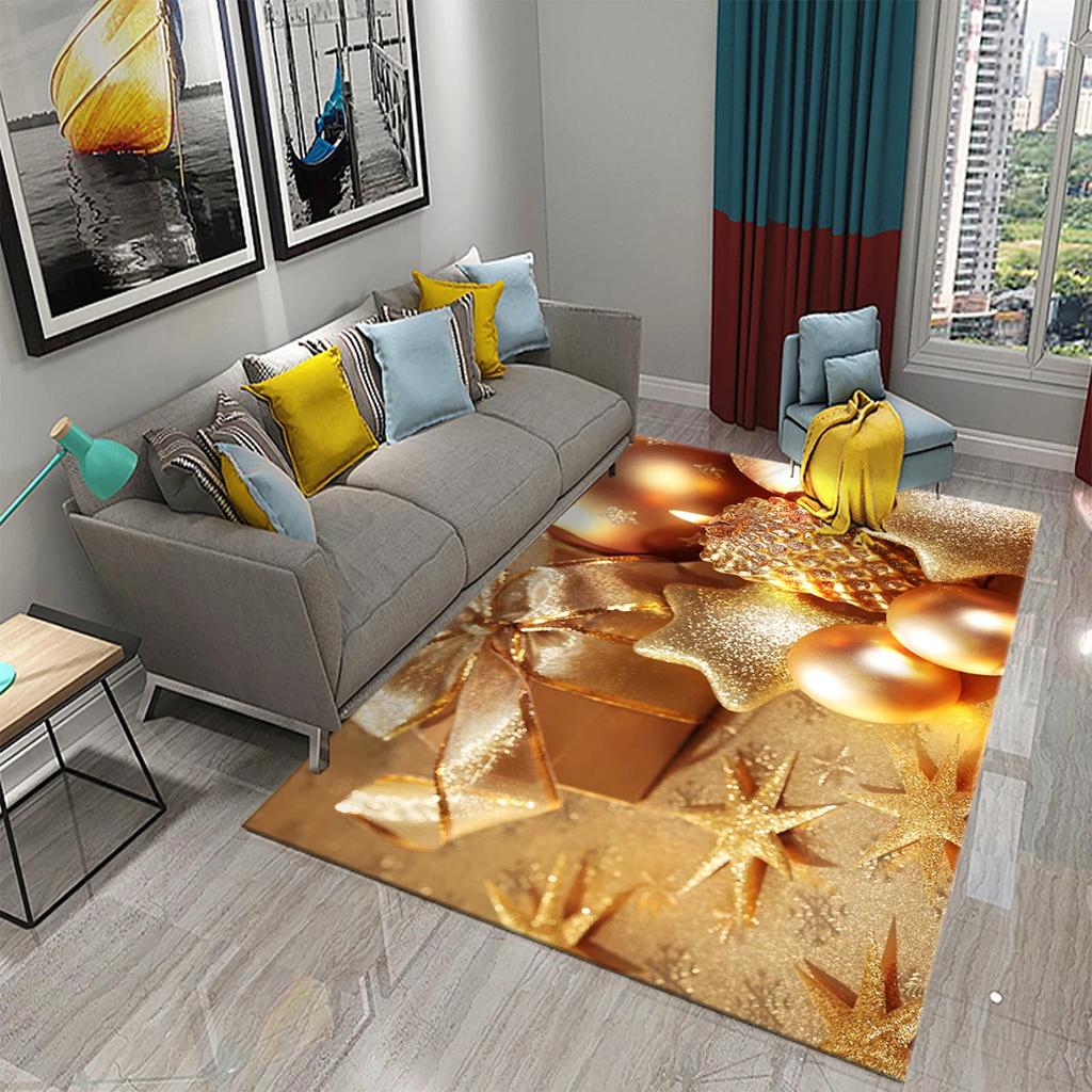Christmas Ornament Theme Christmas Bell Carpet Living Room Bedroom Bathroom Large Area Decoration Mat Non Slip Festival Carpet