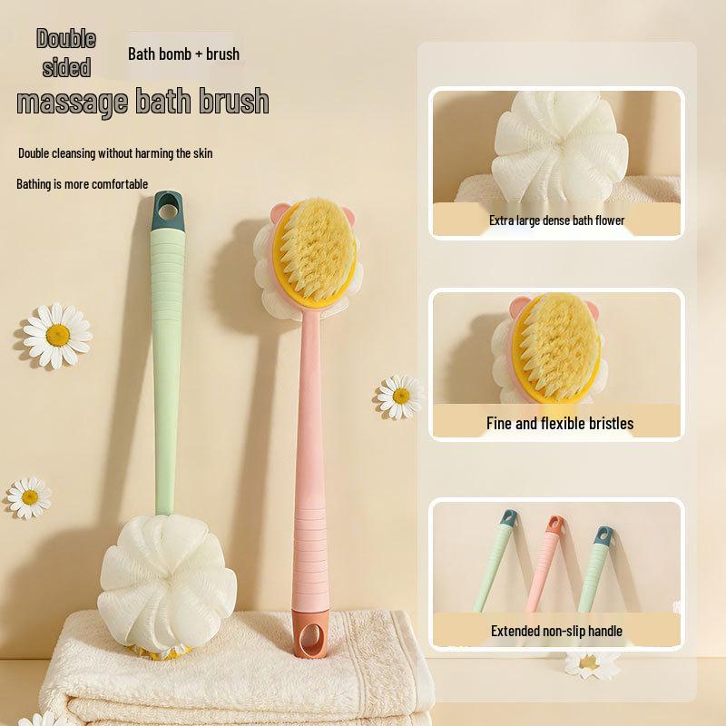 Double-Sided Long Handle Exfoliating Bath Brush & Back Scrubber