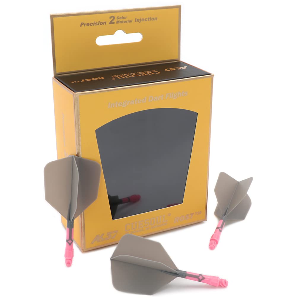 CUESOUL ROST T19 Shaft Integrated Flight Big Wing Gray Flight Pink Set of 3 Shape, Two-Tone Color, S, + Shaft, (CS-AK5711-5S)