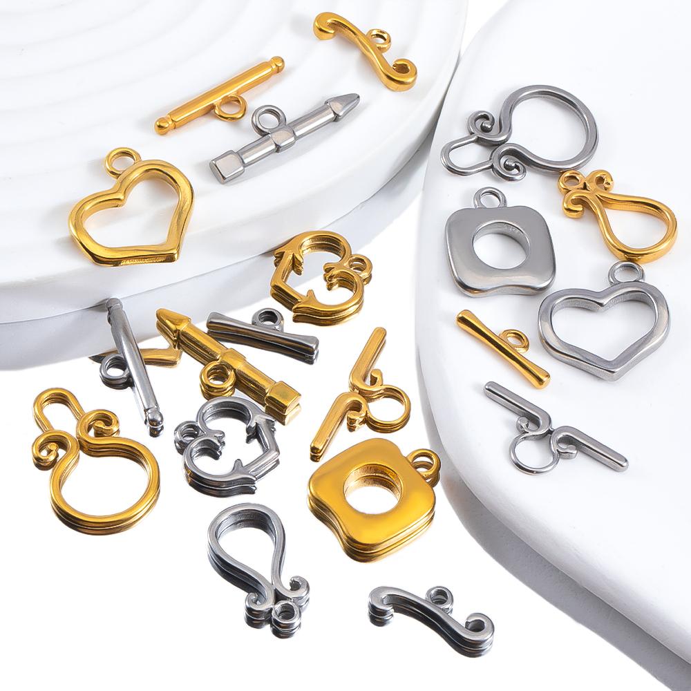 3sets/lot Stainless Steel Heart OT Toggle Clasp Hook Rings Connectors for DIY Necklaces Bracelets Accessories Jewelry Making