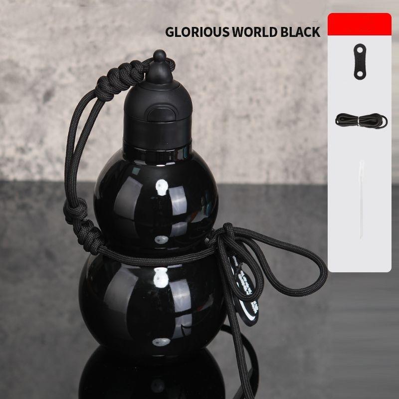 316 Stainless Steel Gourd Water Bottle 580ml Insulated Metal Bottle with Adjustable Strap Leak-Proof for Travel/Sports/Cycling